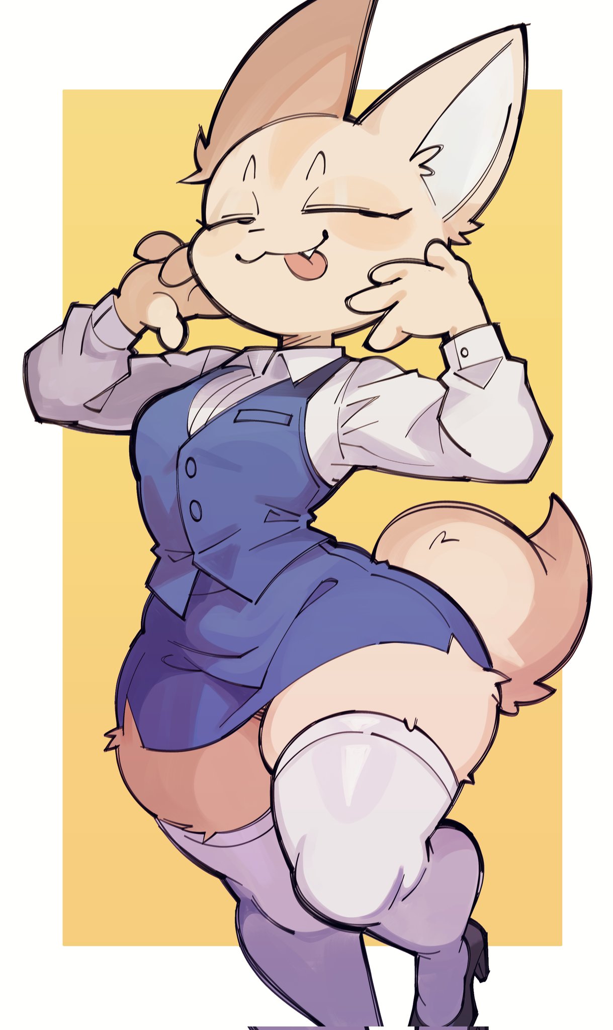 ai assisted, ai generated, fenneko, furry, kitlate, skindentation, thick thighs, thighhighs