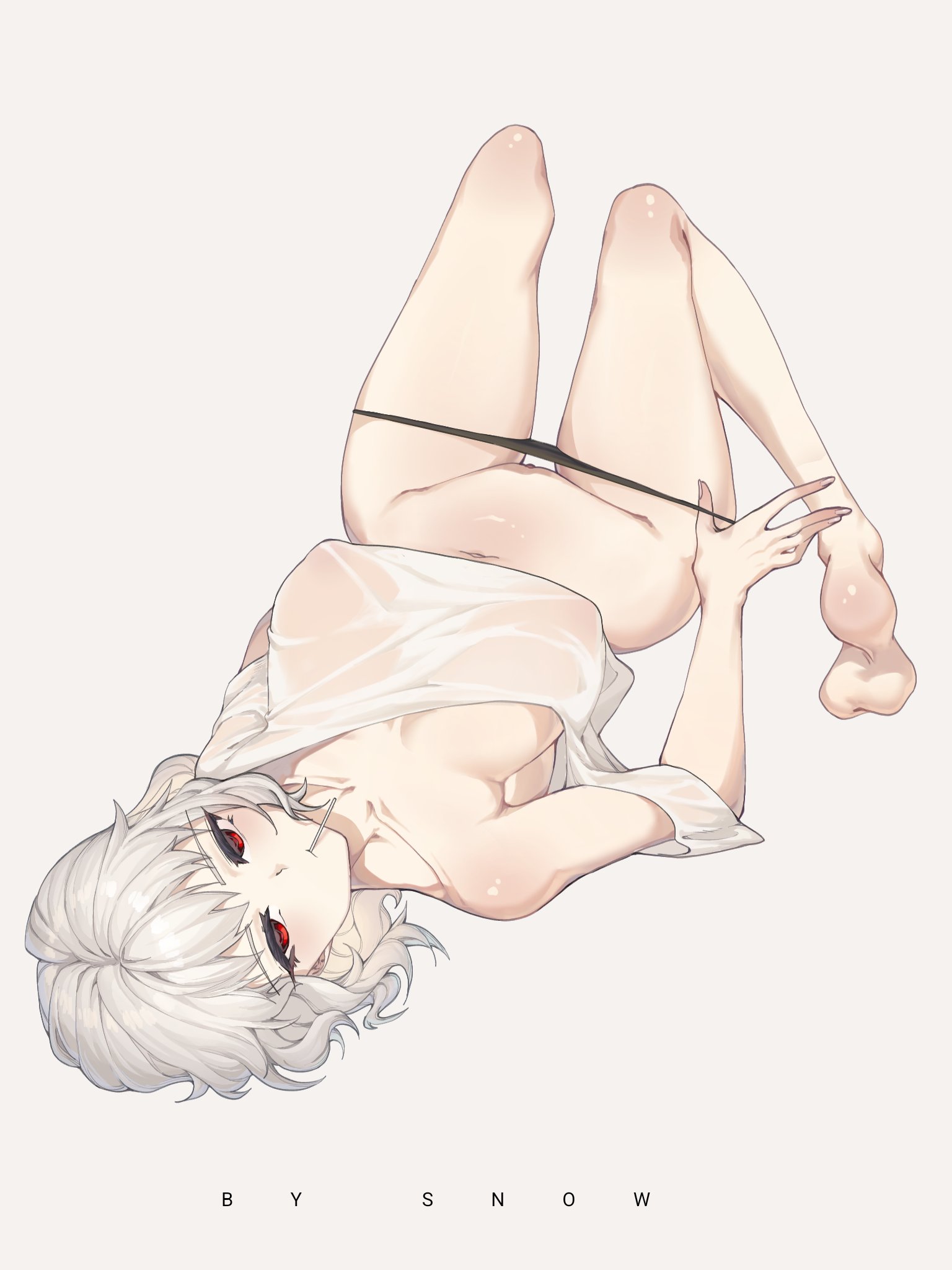 1girls, belly, belly button, big breasts, black panties, breasts, breasts visible through clothing, child bearing hips, clitoris, collarbone, eyelashes, fate (series), fate/stay night, feet, glistening feet, glistening knees, glistening shoulders, glistening skin, hourglass figure, laying down, laying on back, leysritt (fate), lolipop, looking at viewer, loose clothes, n asu mi, navel, nipple bulge, nipples, object in mouth, on back, panties, panty pull, pussy, red eyes, shiny feet, shiny shoulders, shiny skin, shirt, shoulders, simple background, sole female, soles, solo, solo female, solo focus, stick in mouth, stomach, suhyeon, thick thighs, thighs, thin waist, wet, wet shirt, white background, white hair, white shirt