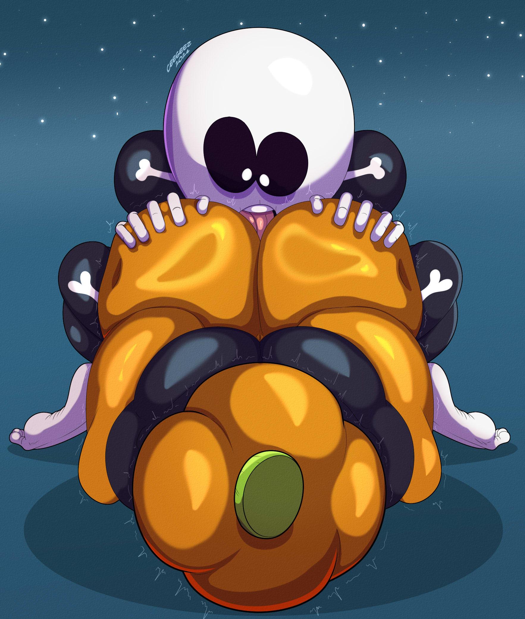 2boys, anal, anilingus, ass, ass eating, ass up, asscheeks, big ass, booty, booty eating, bubble butt, ceegee, cheeked up, costume, dat ass, eating ass, eating booty, eating butt, eating out, femboy, front view, fuckboy, gay, hands on ass, holding ass, male, male only, male penetrating, male penetrating male, male rimmed, male rimming, male rimming male, male/male, outercourse, pump (srpelo), pumpkin, pumpkin head, rimjob, rimming, shaking, skid (srpelo), skull head, spooky month, spread ass, spreading, sr pelo, tongue, tongue fucking, tongue in anus, tongue out, tonguejob, trap, trembling, twink, yaoi, young