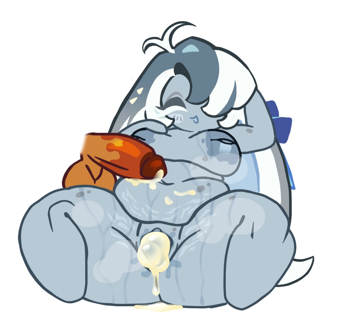 1boy, 1girls, anon, anonymous character, anonymous male, big ass, big breasts, big butt, blue whale cookie, bobababu, chubby female, cookie run, cookie run ovenbreak, cum, cum in pussy, penis, smiling, steaming body, tagme, unfinished