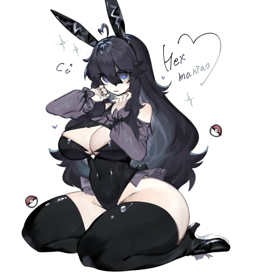 @ @, 1girls, absurdres, ahoge, animal ears, bare hips, bare shoulders, big butt, black hair, black thighhighs, bottom heavy, breasts, bunny ears, bunnysuit, cleavage, embarrassed, fake animal ears, fake tail, fat ass, fat hips, female, gluteal fold, hex maniac, hex maniac (pokemon xy), hex maniac (pokemon), high heels, highres, large ass, large breasts, large butt, large hips, long hair, looking at viewer, messy hair, navel, nintendo, playboy bunny, plump ass, plump breasts, plump thighs, poke ball symbol, pokemon, pokemon xy, purple eyes, rabbit ears, rabbit tail, tail, thick ass, thick butt, thick hips, thick thighs, thighhighs, thighs, togetoge, wide hips