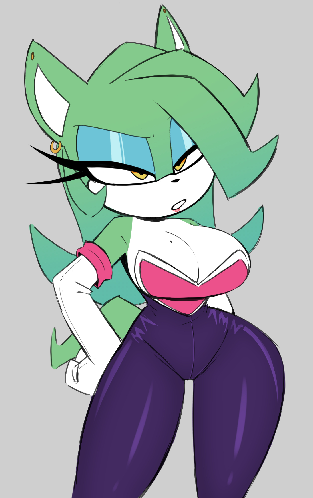 1girls, big breasts, bodysuit, curvy, female, neckline, nelljoestar, oc, rouge the bat (cosplay), sega, solo, sonic (series), sonic the hedgehog (comics), sonic the hedgehog (idw), sonic the hedgehog (series), source request, spandex suit, thicc, voluptuous female