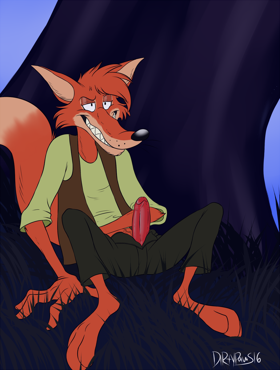 1boy anthro br'er_fox brer_fox canine clothing disney fox foxmusk fur male male_only mammal outdoors penis solo song_of_the_south