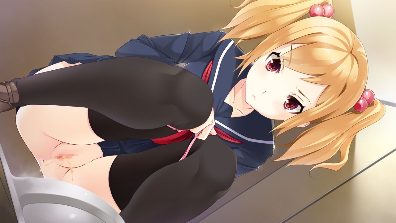 anus ass bathroom black_legwear blonde_hair censored female game_cg legs looking_down ojou-sama_wa_katai_no_ga_osuki!_shinsei_naru_joshiryou_nikki panties panty_pull pazma peeing pubic_hair pussy red_eyes satofuji_masato school_uniform shoes skirt solo squatting thighhighs thighs tied_hair twintails uesaka_hitomi underwear