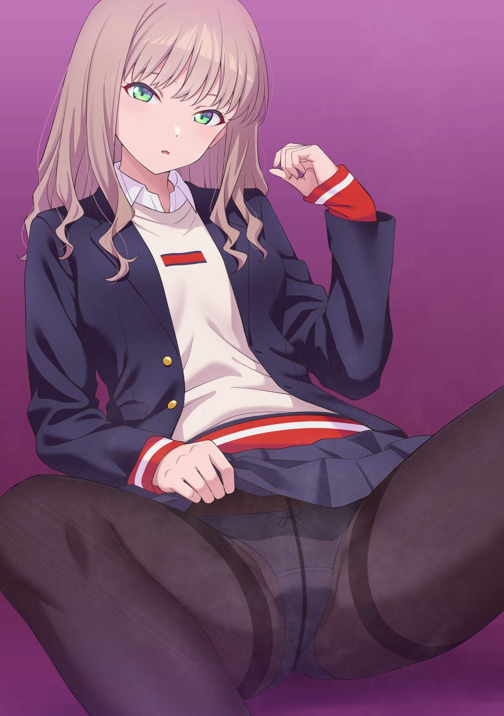 1girls, bitch, female, gridman universe, mibushiro, minami yume, panties, panties under pantyhose, pantyhose, school uniform, spread legs, ssss.dynazenon