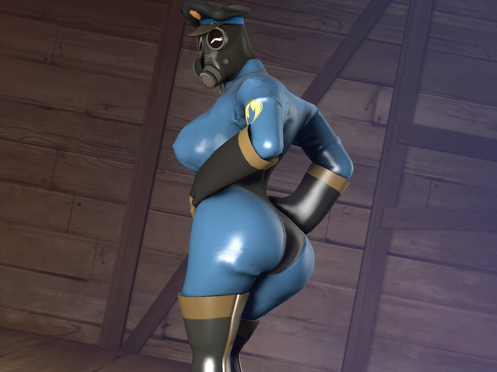 3d, ass, boots, breasts, female, fempyro, gas mask, hat, huge ass, latex, latex boots, latex suit, mask, masked, masked female, pyro, rubber gloves, rule 63, solo, source filmmaker, team fortress 2, tilesqual, voluptuous, wink