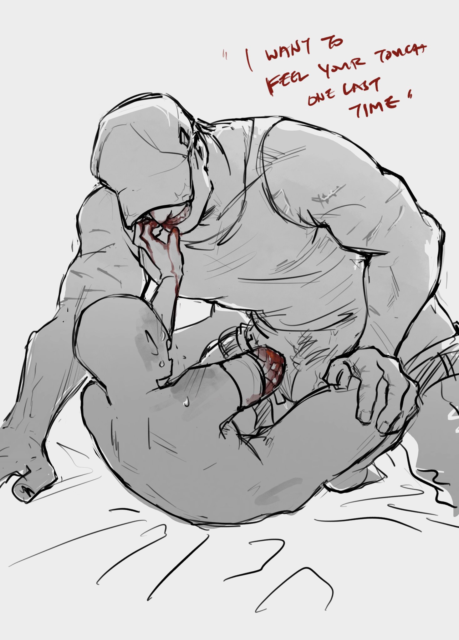 1boy, ambiguous gender, amputated arm, amputated legs, amputee, blood, daniil andreevich kholodov, dialogue, english text, impending rape, male, male rapist, partially clothed, rape, s1ckh34d, scared, self insert, wh4t 1 w0uldnt d0