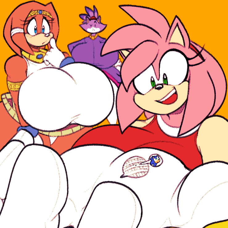 1:1 2023 5_fingers amy_rose anthro big_breasts blaze_the_cat blue_eyes breasts clothing colacoot domestic_cat echidna eulipotyphlan extreme_size_difference felid feline felis female fingers fur gloves green_eyes hair handwear hedgehog huge_breasts macro male mammal micro monotreme nano pink_body pink_hair purple_body purple_clothing purple_fur red_clothing sega simple_background size_difference sonic_(series) sonic_adventure sonic_the_hedgehog_(series) tikal_the_echidna white_clothing white_gloves white_handwear