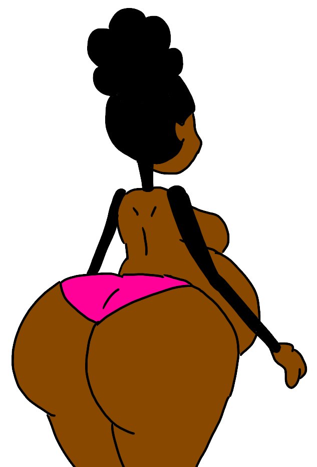 ass ass_bigger_than_head ass_focus big_ass big_butt black_body black_hair butt butt_bigger_than_head butt_focus chubby chubby_female dorkpuffer dorkpuffer_(artist) fat fat_ass fat_butt fat_woman huge_ass huge_butt one_color_background pink_panties self_insert sinple_background white_background