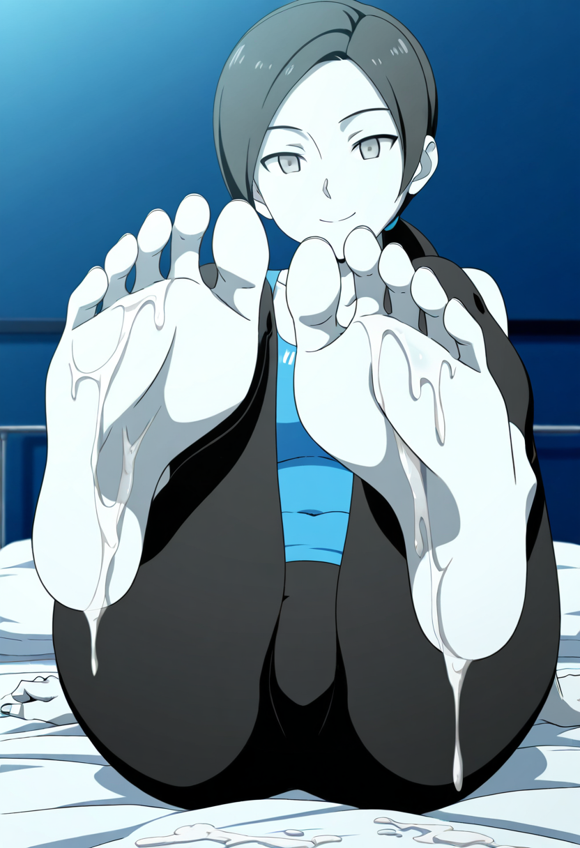 ai_generated cum_on_feet feet female foot_fetish wii_fit_trainer