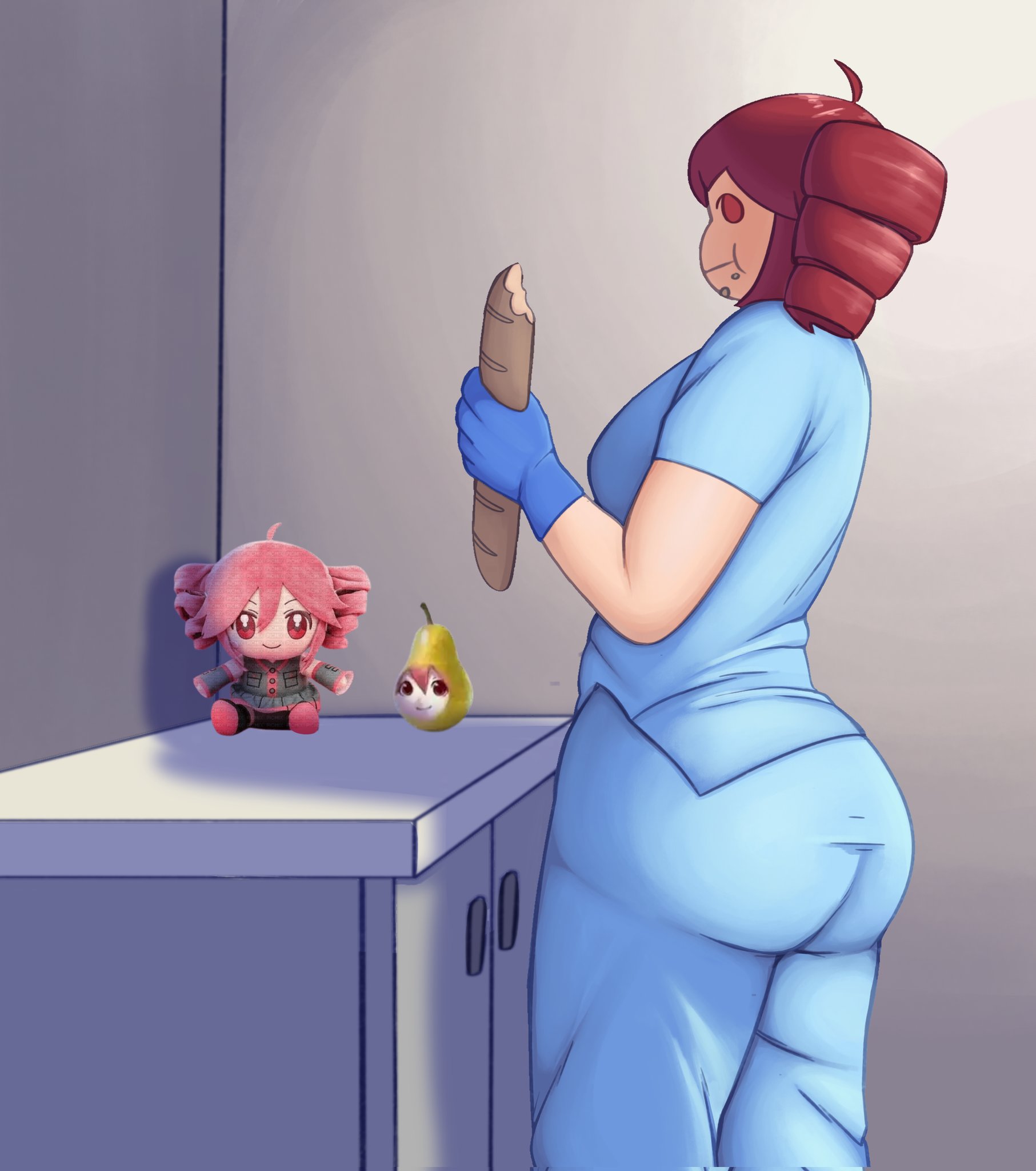 1girls, 2d, 2d (artwork), ahoge, ass, ass bigger than head, ass focus, back, back view, baguette, belly, big ass, big thighs, bread, breasts, bubble butt, cartoony, chubby, chubby female, clothed, clothed female, clothing, crumbs, crumbs on face, curvaceous, curvy, curvy female, curvy figure, dot eyes, dot nose, dumptruck ass, eating, eating food, eyelashes, fat ass, fat breasts, fat thighs, fatass teto, fatass teto plush, female, female only, food, fully clothed, gloves, gluteal fold, hairbow, hips wider than shoulders, huge ass, huge thighs, igaku (utau), jiggle, jiggling ass, jiggling breasts, kasane teto, large ass, large thighs, latex gloves, lips, long eyelashes, looking back, makeup, medical gloves, medium breasts, meme, mob face, motion lines, mv character, nurse, nurse uniform, open mouth, pearto, plump, plump ass, plump breasts, plump lips, plump thighs, red eyes, red hair, round ass, round breasts, side view, sideboob, simple background, skin tight, skin tight pants, solo, solo female, surprised, surprised expression, thick thighs, thighs, thighs bigger than head, tight clothing, tight pants, tremble spikes, trembling, twin drills, utau, voluptuous, voluptuous female, weirdaccount0, wide hips, wobble, wobbling ass
