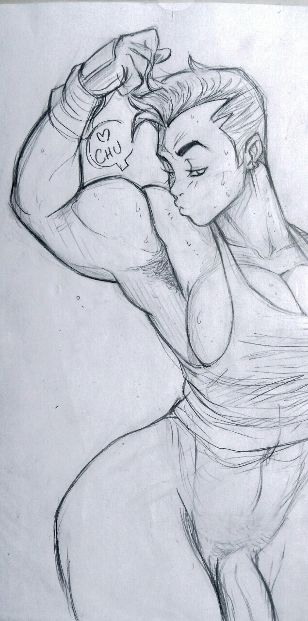 1futa 2d armpit_hair balak blizzard_entertainment breasts dickgirl flexing futa_only futanari intersex monochrome muscular muscular_futanari overwatch penis sketch zarya