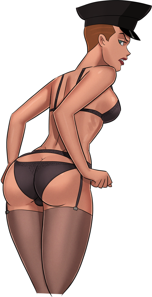 1girls ass athletic bare_shoulders big_ass black_cap black_panties black_stockings blonde_hair bra breasts brown_hair busty covered_breasts dat_ass dc dc_comics dcau eyelashes female female_only garter_belt green_eyes hat hourglass_figure legs lingerie looking_at_viewer looking_back mercy_graves panties png presenting_hindquarters red_lipstick short_hair sideboob solo stockings straps sunsetriders7 superman:_the_animated_series superman_(series) thick_thighs thighhighs thighs transparent_background uniform upskirt vagina wide_hips