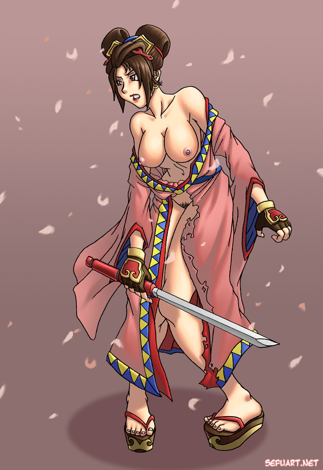 full-length_portrait full_length nihongami nipples okobo portrait sefuart setsuka solo soul_calibur standing tagme