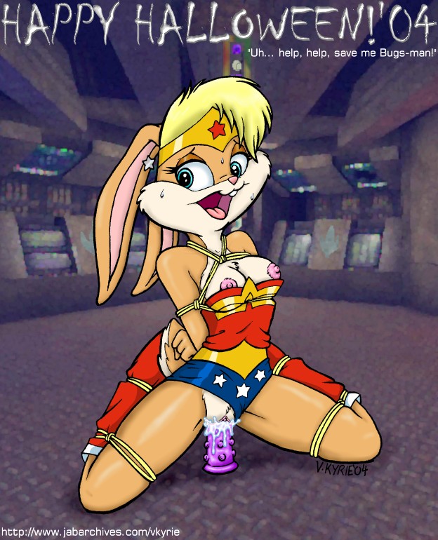 2004 anthro bondage cosplay female female_only fur furry lola_bunny looney_tunes nipples rabbit smooth_fur solo space_jam vkyrie wonder_woman_(cosplay)