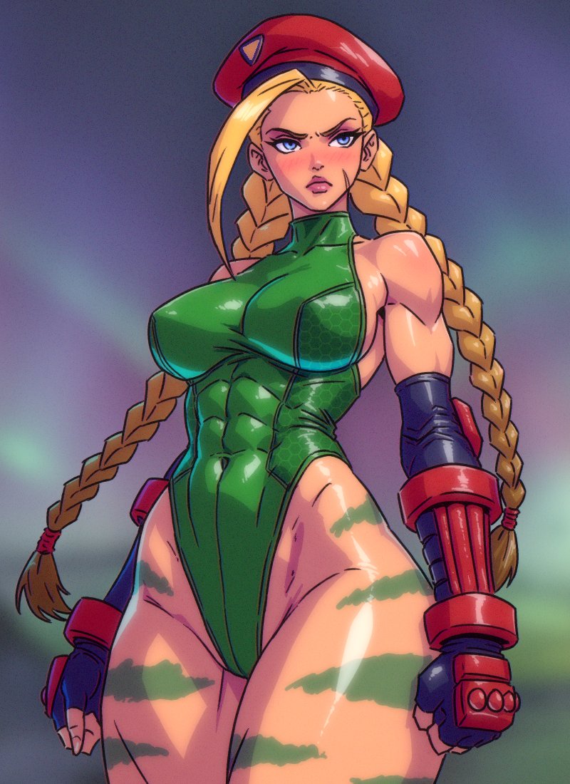 1girls, abs, bare arms, bare legs, bare shoulders, bare thighs, big breasts, blonde hair, blue eyes, cammy white, capcom, clothed, clothing, color, csaurageul, female, female focus, female only, fit female, hi res, large breasts, light skin, light-skinned female, long hair, looking at viewer, muscles, muscular, muscular female, muscular thighs, scar, solo, solo female, street fighter, tagme, thick thighs