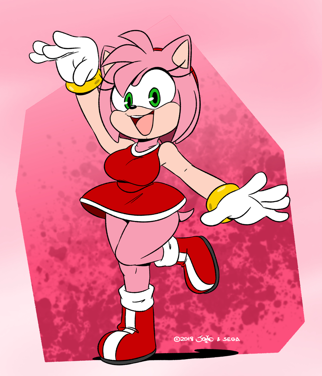 1girls, amy rose, anthro, big breasts, boots, breasts, cleavage, clothed, clothing, female, female only, hedgehog, hedgehog girl, joaoppereiraus, pink body, pink fur, sega, solo, solo female, solo focus, sonic (series), sonic the hedgehog (series), tagme