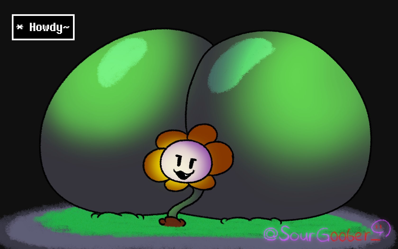 ass, ass built separately, big ass, bubble ass, bubble butt, femboy, flowey the femboy, flowey the flower, flowey with nothing else but a massive ass, huge ass, hyper ass, lewdyoshyboy, male, tagme, thick thighs, undertale, wide hips
