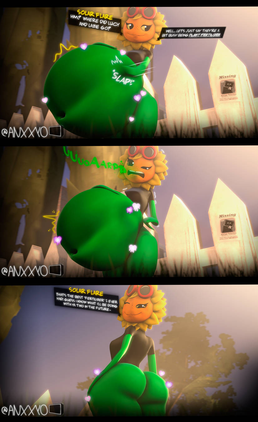 anthro, anxxyo, digestion, female, female pred, flora fauna, instant digestion, plant, plant girl, plant humanoid, plantie, plants vs zombies, plants vs. zombies, pvz, rapid digestion, solar flare (pvz), sunflower (pvz), vore, vore belly