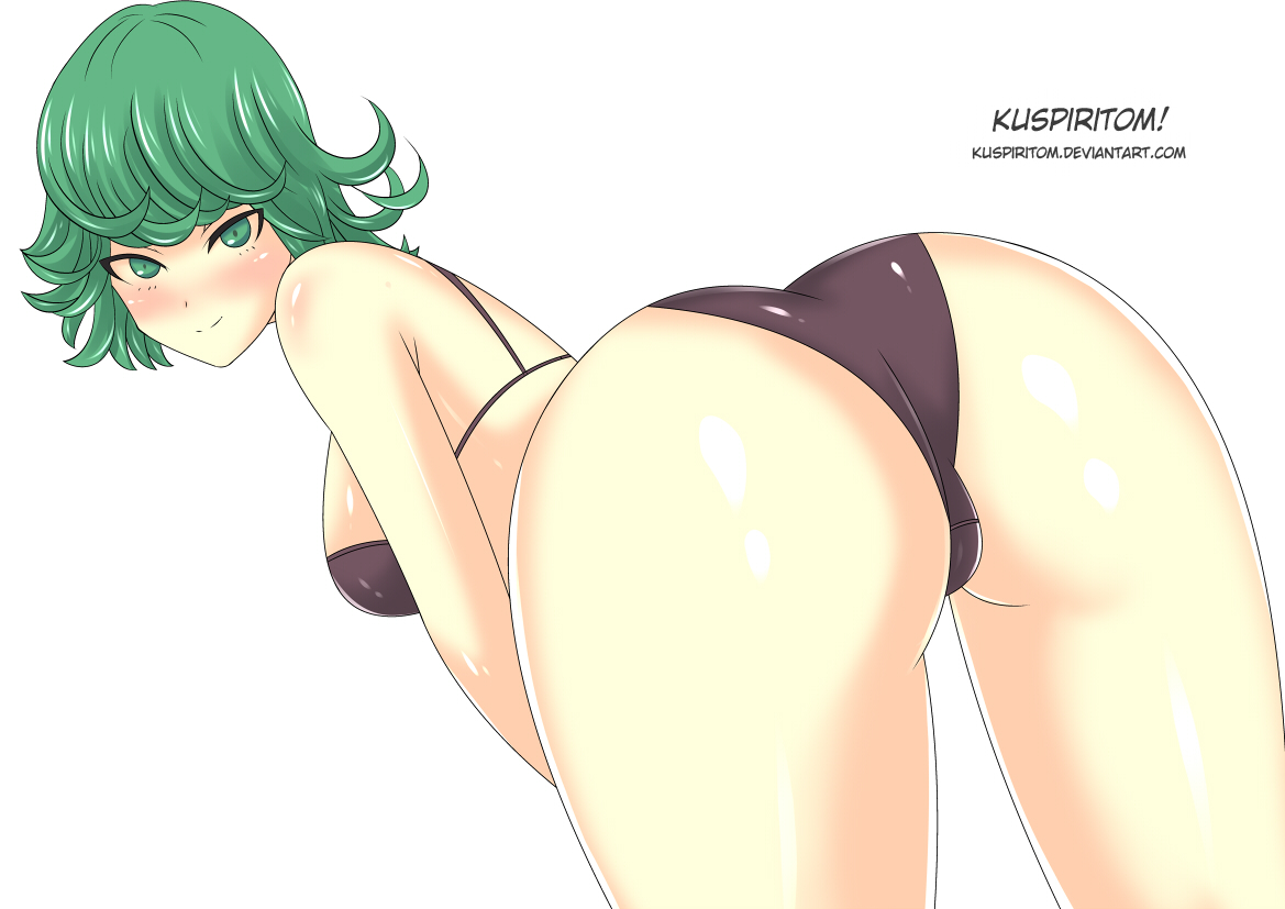 1girls, bikini, female, green hair, kuspiritom, one-punch man, presenting, solo, tatsumaki