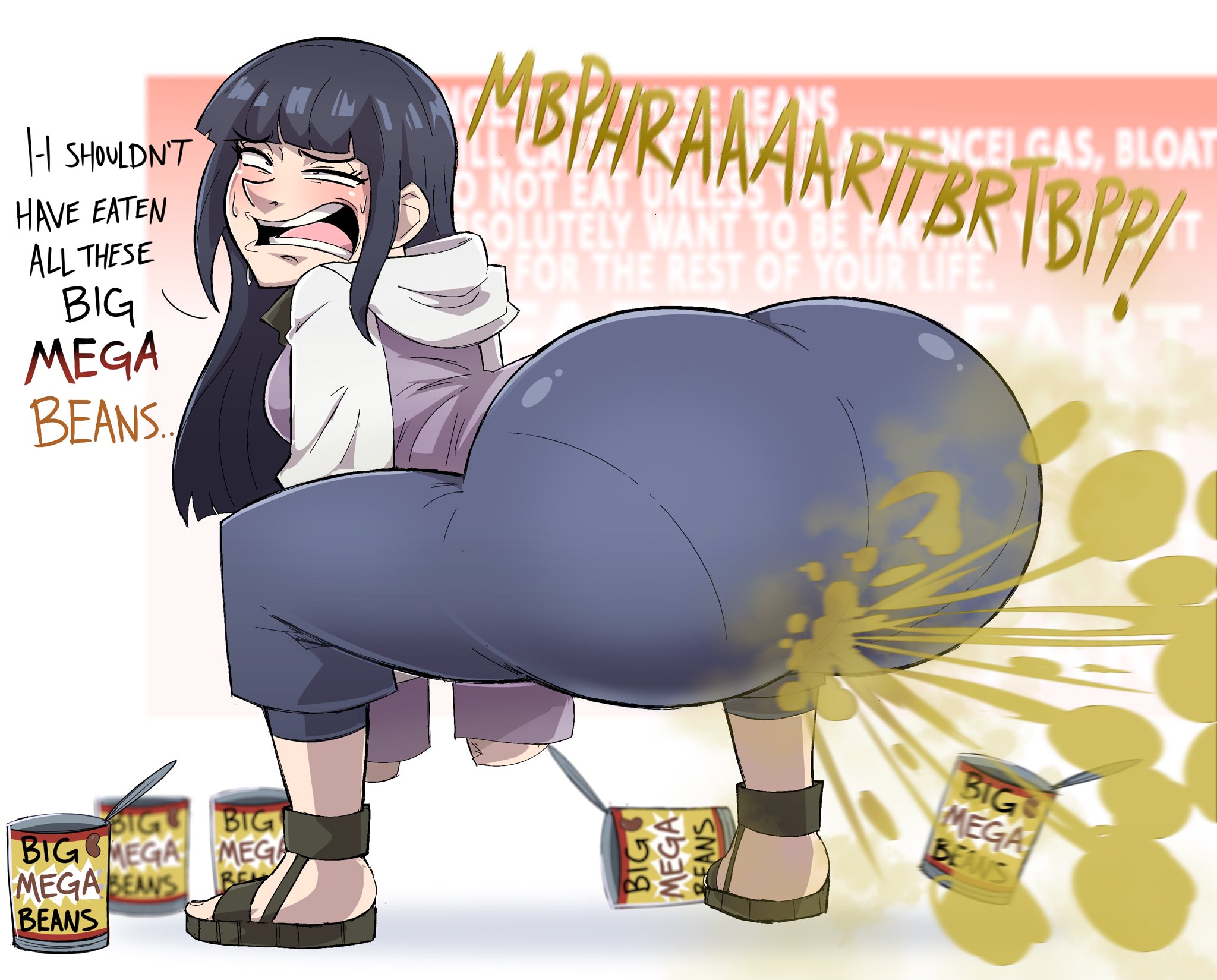 ass, ass focus, fart, fart fetish, farting, female, hyuuga hinata, naruto, naruto (series), tagme, zeeny