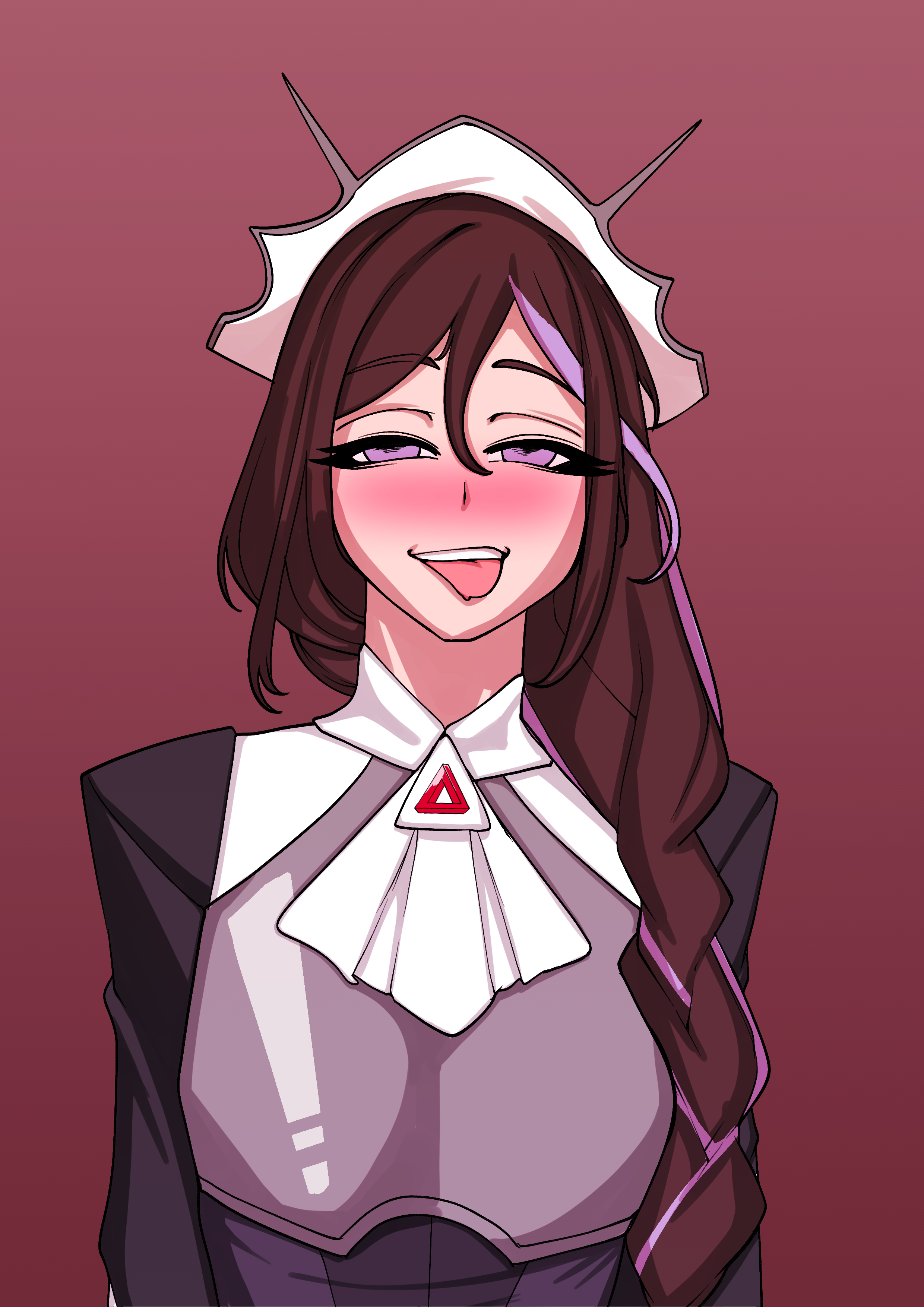 armor, brothbowl, indie virtual youtuber, maid, maid headdress, penrost, tongue, tongue out, virtual youtuber