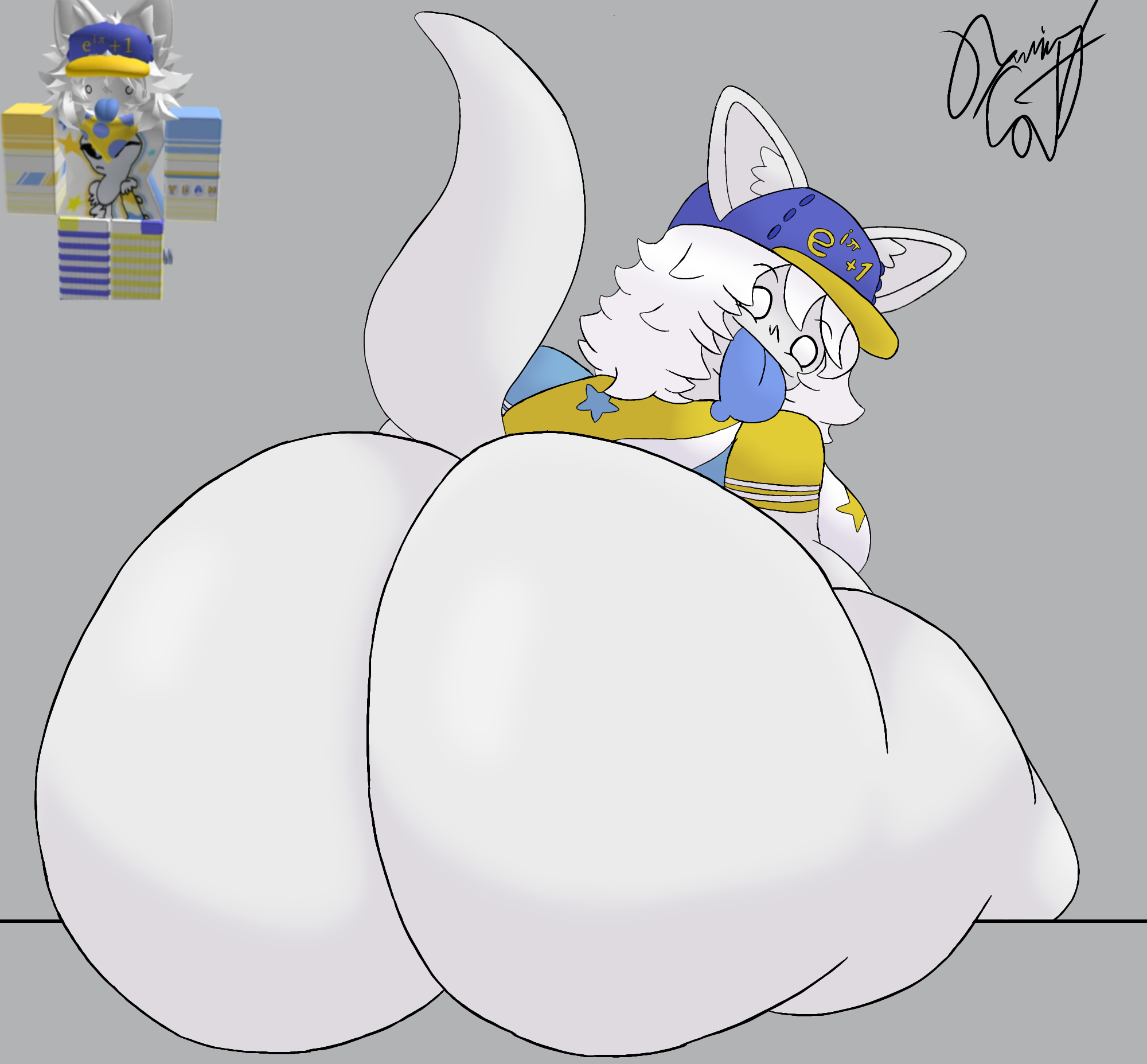 1girls, ass, ass focus, big ass, big breasts, bottomless, burningcat80, cat ears, cat girl, cat tail, catgirl, female, female only, furry, furry female, hat, oc, oc character, oc request, reference image, request, roblox, roblox avatar, robloxian, self upload, sitting, tagme, tongue, tongue out