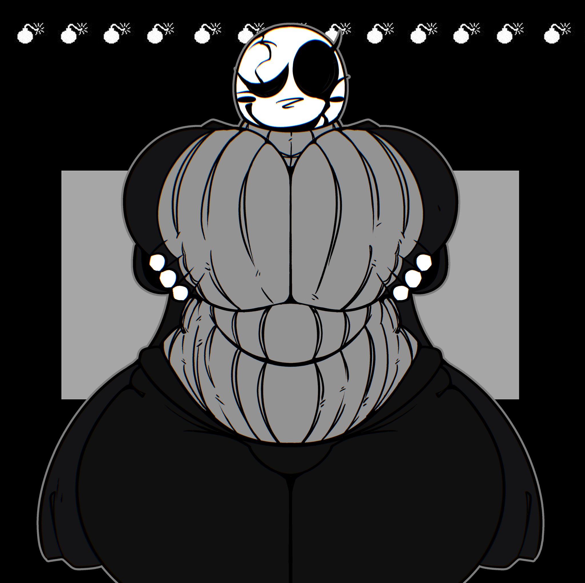 2d, 2d (artwork), big breasts, breasts, breasts bigger than head, fem gaster, female, female only, gaster, grey sweater, holding breasts, holding own breasts, p0verteils, poverbruheils, poverteils, solo, solo female, sweater, tagme, thick thighs, turtleneck, turtleneck sweater, undertale, undertale (series)