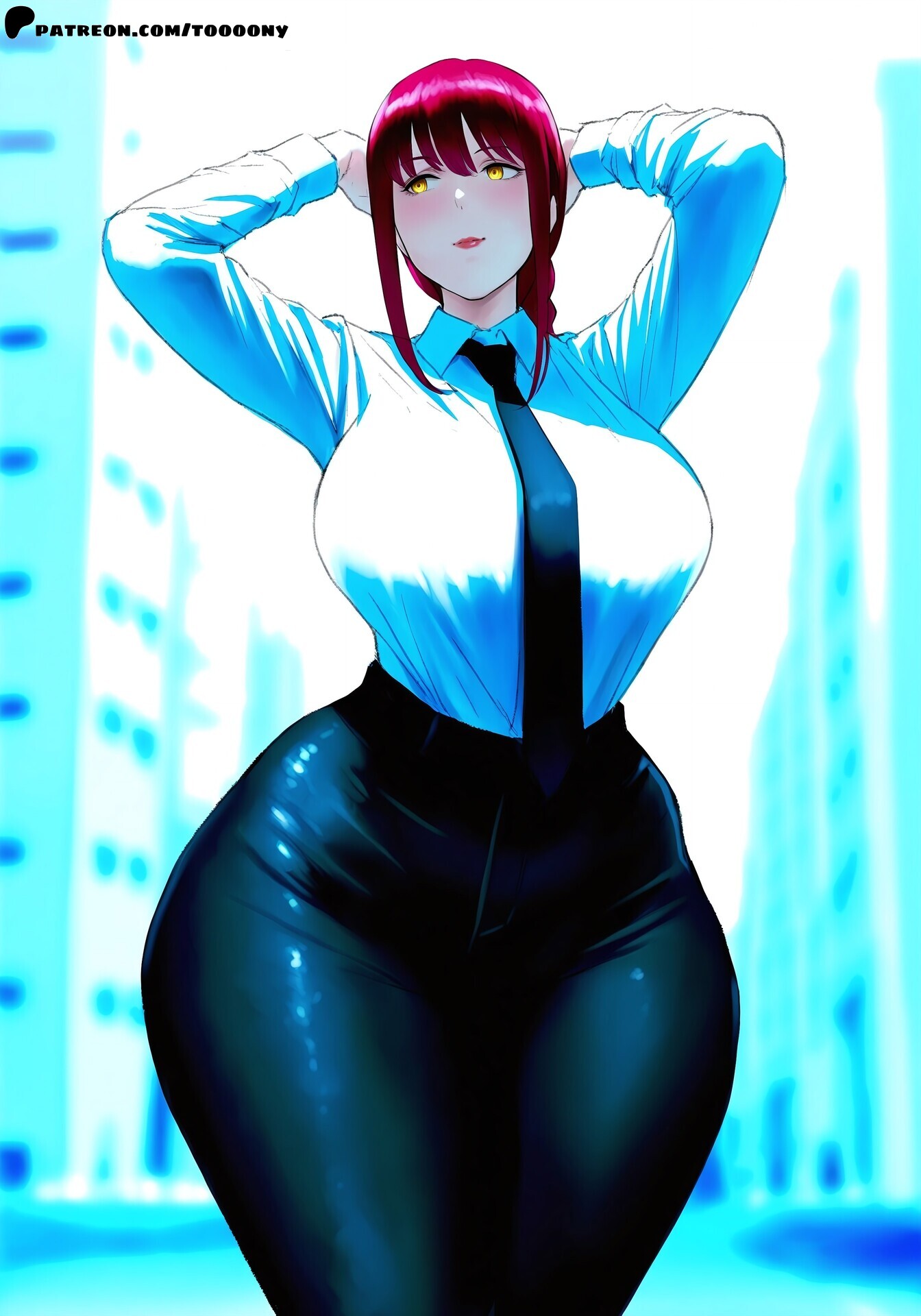 ass, big ass, big butt, bubble ass, bubble butt, chainsaw man, curvy, fat ass, huge ass, makima (chainsaw man), red hair