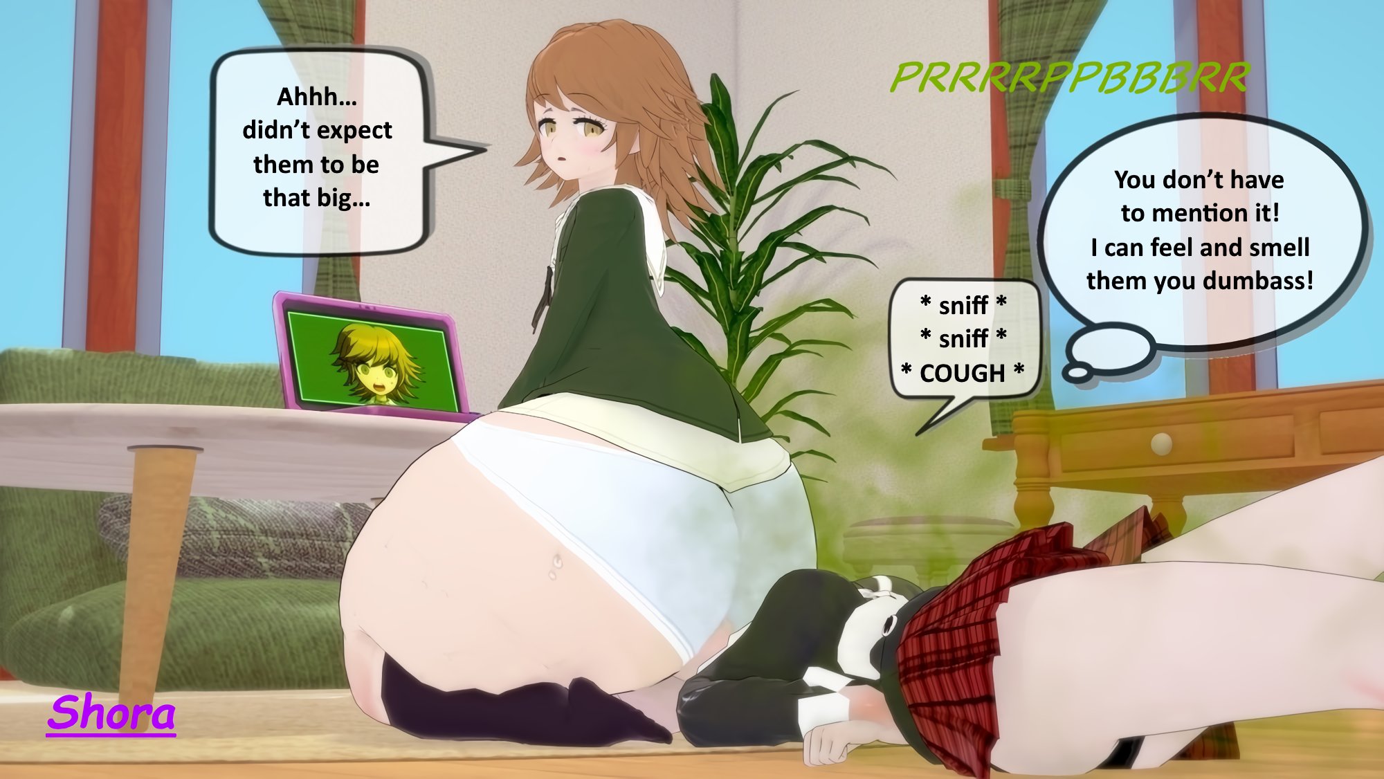 1boy, 1boy1girl, 1girls, 3d, 3d (artwork), angry, ass, big ass, big butt, chihiro fujisaki, coughing, danganronpa, enoshima junko, facesitting, fart, fart cloud, fart fetish, fart torture, farting, farting in face, farting on face, fat ass, female, femboy, fujisaki chihiro, huge ass, huge butt, human chair, junko enoshima, koikatsu, male, shora gasniffa, sitting on face, sniffing, struggling, sweaty, sweaty ass, sweaty butt, whining