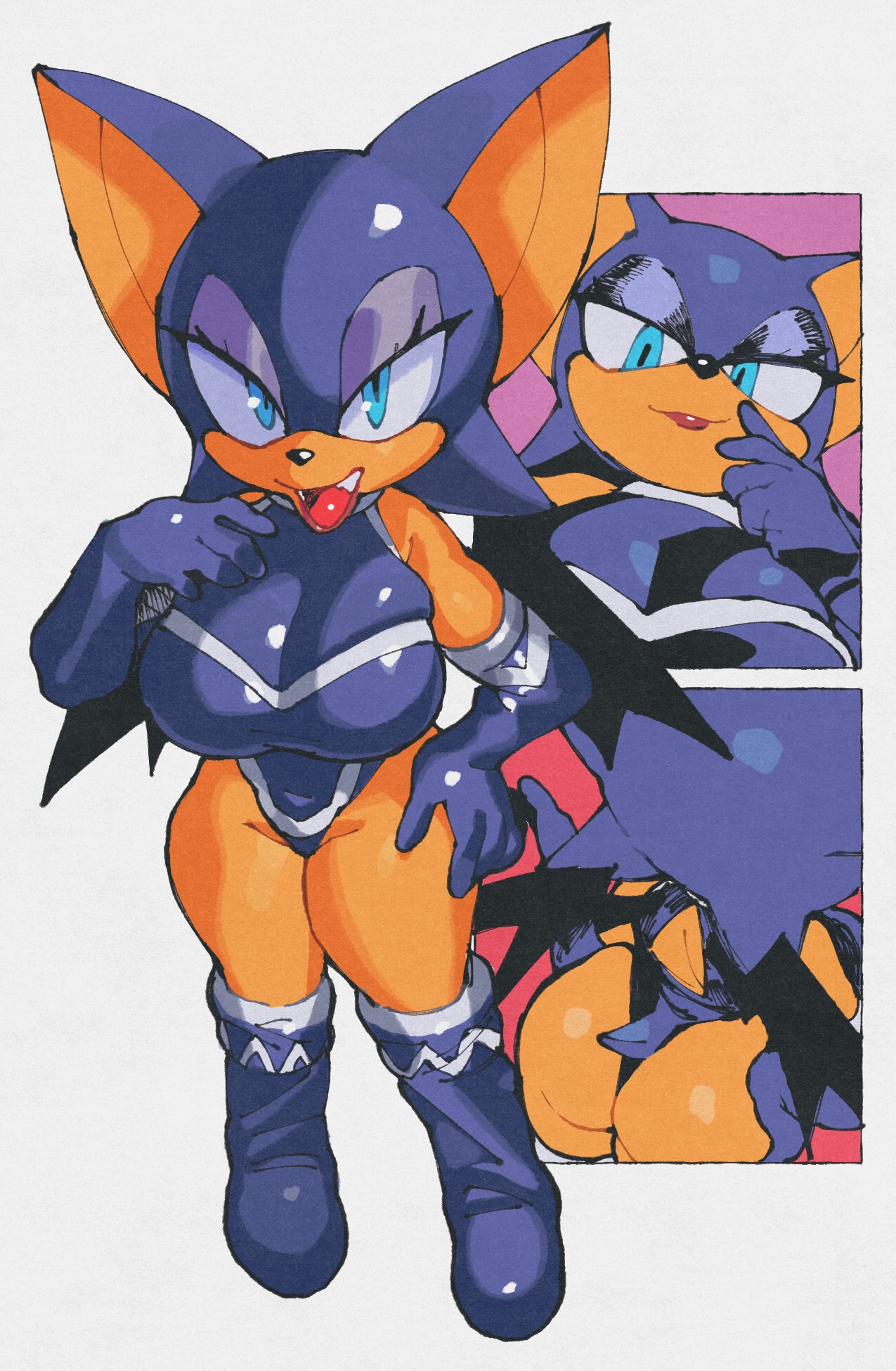 1girls, alternative costume, ass, bat wings, dominatrix outfit, fangs, female, furry, inkerton-kun, inkuusan, latex, lipstick, looking at viewer, mobian, mobian (species), mobian bat, official alternate costume, rouge the bat, rouge the bat (dominatrix), sega, shortstack, shortstack female, sonic (series), sonic adventure 2, sonic the hedgehog (series), tail, white background, wings