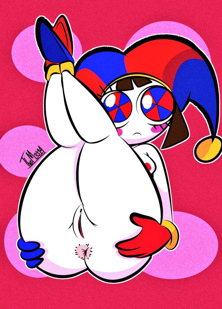 1girls, 2d, anus, ass, big ass, big breasts, big butt, big nipples, big thighs, big titties, breasts, brown hair, clothing, clown, diego mejia, digital media, female, female only, glitch productions, juicy pussy, looking at viewer, nipples, nude, nude female, pomni (the amazing digital circus), pussy, rubber, short hair, solo, the amazing digital circus, thick thighs, thigh highs, thighhighs