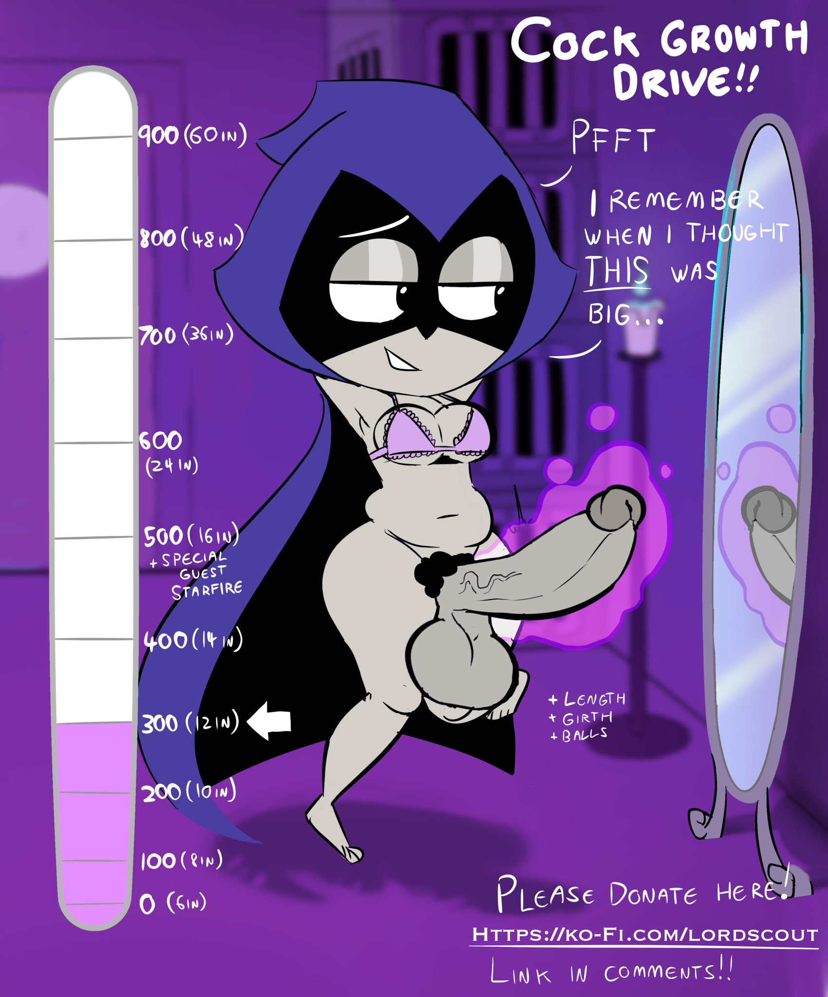 1futa, balls, balls growth, ballsack, bra, cloak, cock, futa only, futanari, growth, growth drive, intersex, magic, oogabutt, penis, penis expansion, penis growth, pubes, raven (dc), teen titans, teen titans go