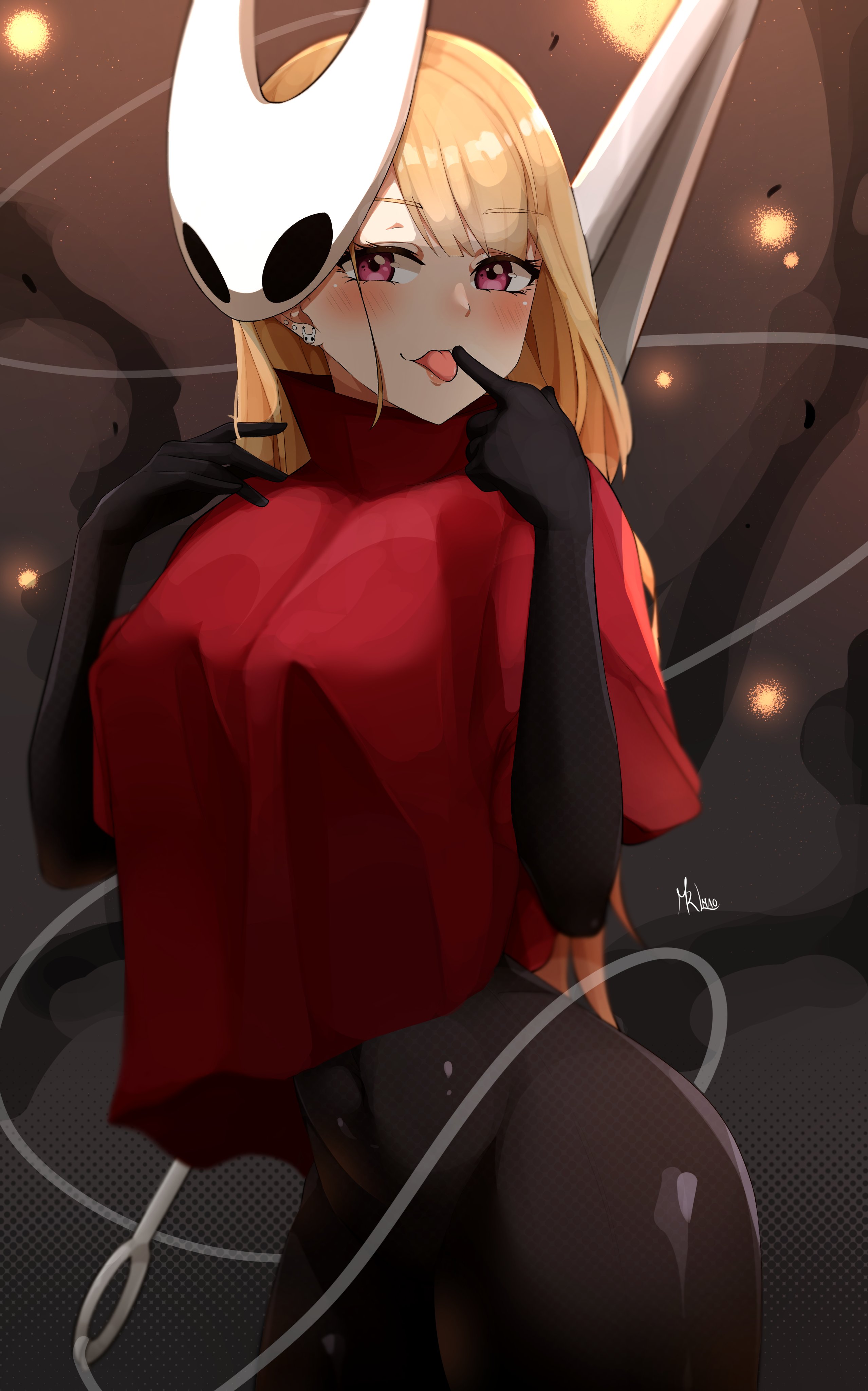1girls, ass, big ass, big breasts, big butt, big thighs, big titties, blonde hair, breasts, cosplay, curvaceous, curvaceous female, curvaceous figure, curvy, curvy figure, curvy hips, female, female focus, female only, gyaru, hollow knight, hornet (hollow knight) (cosplay), kitagawa marin, long hair, looking at viewer, misterlmaoo, my dress up darling, pink eyes, sono bisque doll wa koi wo suru, yellow hair