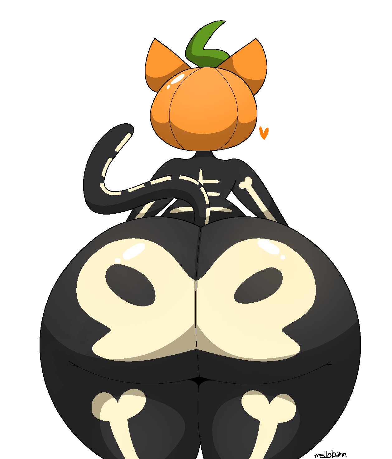 1girls, 2025, anthro, ass, ass focus, cat ears, cat girl, cat tail, epic games, female, fortnite, fortnite: battle royale, halloween, heart, hi res, holidays, huge ass, pumpkin, pumpkin head, simple background, skeleton, solo, solo female, spice (fortnite), tail, thick thighs, thighs