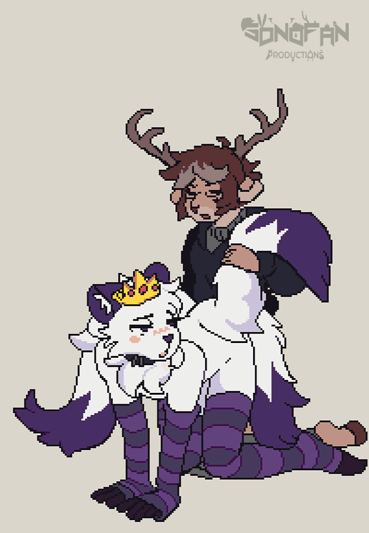 2boys, animated, antlers, arm warmers, armwear, balls, blush, bodily fluids, canid, canine, clothed, clothing, collar, crown, cum, cum in ass, cum inside, cum on penis, deer, dominant, dominant male, ejaculation, femboy, fox, gay, genital fluids, genitals, gloves (marking), headgear, highlights (coloring), horn, king, leg markings, legwear, looking pleasured, male, male penetrated, male penetrating, male penetrating male, male/male, mammal, markings, multi tail, neck tuft, orgasm, penetration, penis, rook (rookarino4277), sex, socks (marking), sonofan, stockings, stockings thigh highs, submissive, submissive male, tail, tail grab, thigh highs, tuft