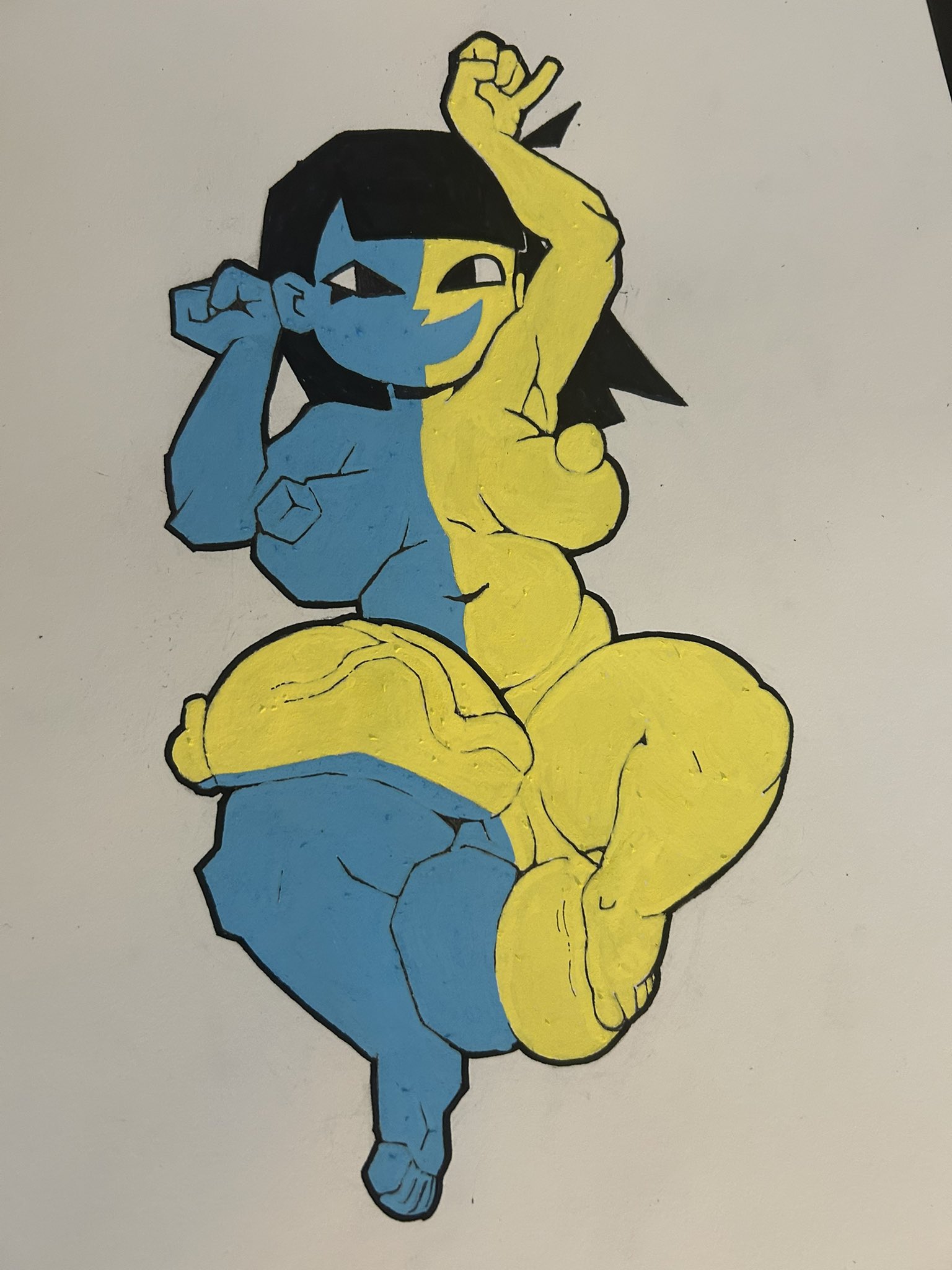 1futa, areolae, balls, ballsack, big balls, big cock, body pillow design, breasts, cock, ena, ena (orginal), ena (series), futanari, intersex, laying down, nipples, oogabutt, penis, traditional media (artwork)