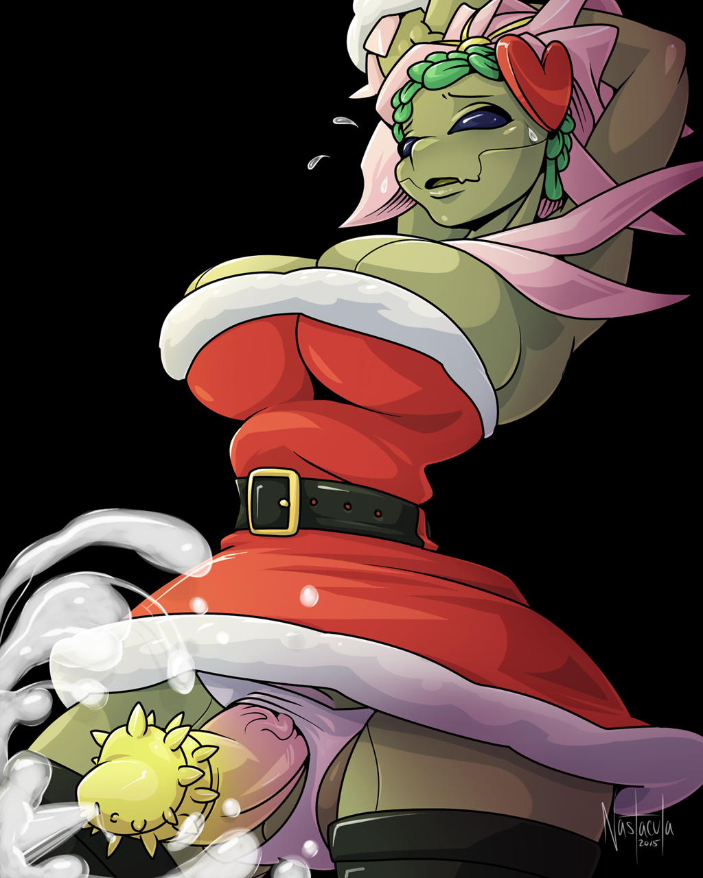 1futa 2015 armpits arms_above_head ball_bulge balls balls_in_panties barbed_penis belt black_sclera breasts bursting_breasts christmas cleavage clothing cum cum_drip cumshot curvy ejaculation embarrassed erection erection_under_clothes erection_under_skirt flora_fauna floran flustered futa_only futanari green_skin hands-free handsfree_ejaculation holidays hourglass_figure huge_breasts humanoid large_balls large_penis leggings legwear multicolored_penis nastacula nervous orgasm panties panty_bulge penis penis_in_panties penis_out penis_under_clothes penis_under_skirt plant ribbons santa_costume skirt skirt_lift solo starbound tovis vein video_games