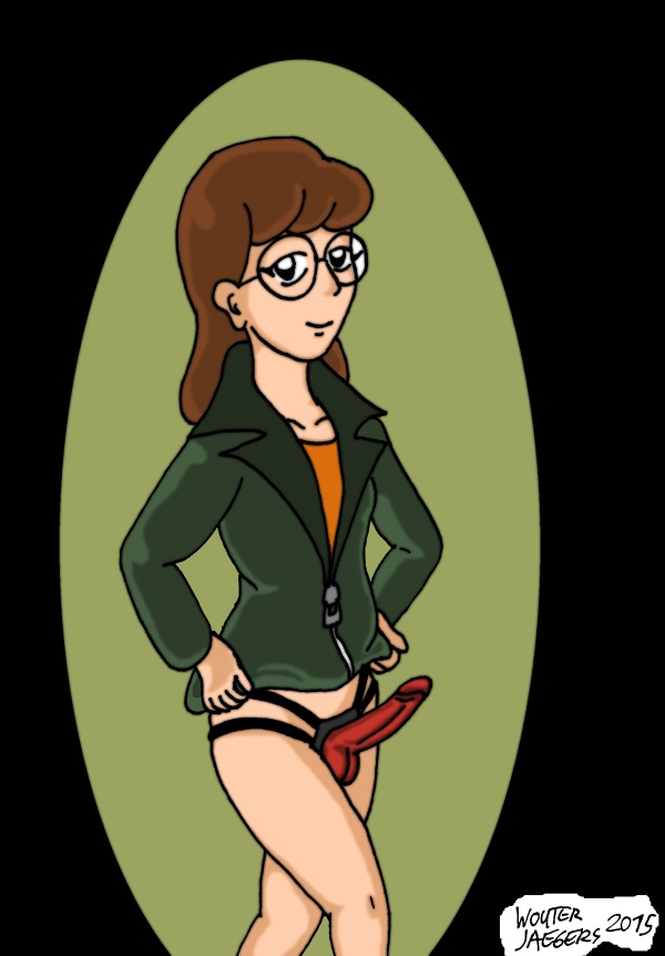 1girls 2015 bottomless clothing daria daria_morgendorffer female female_only glasses saiyaman solo strap-on