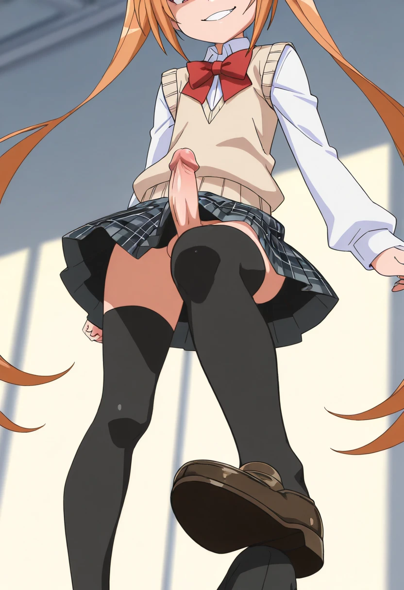 1boy 1femboy ai_generated androgynous crossdressing erect_penis erection evil_smile feet feet_focus femboy gay himegoto oda_mitsunga orange_eyes orange_hair otoko_no_ko otokonoko penis pov shoes shoes_focus smile socks standing stepped_on stepping_on_penis trap