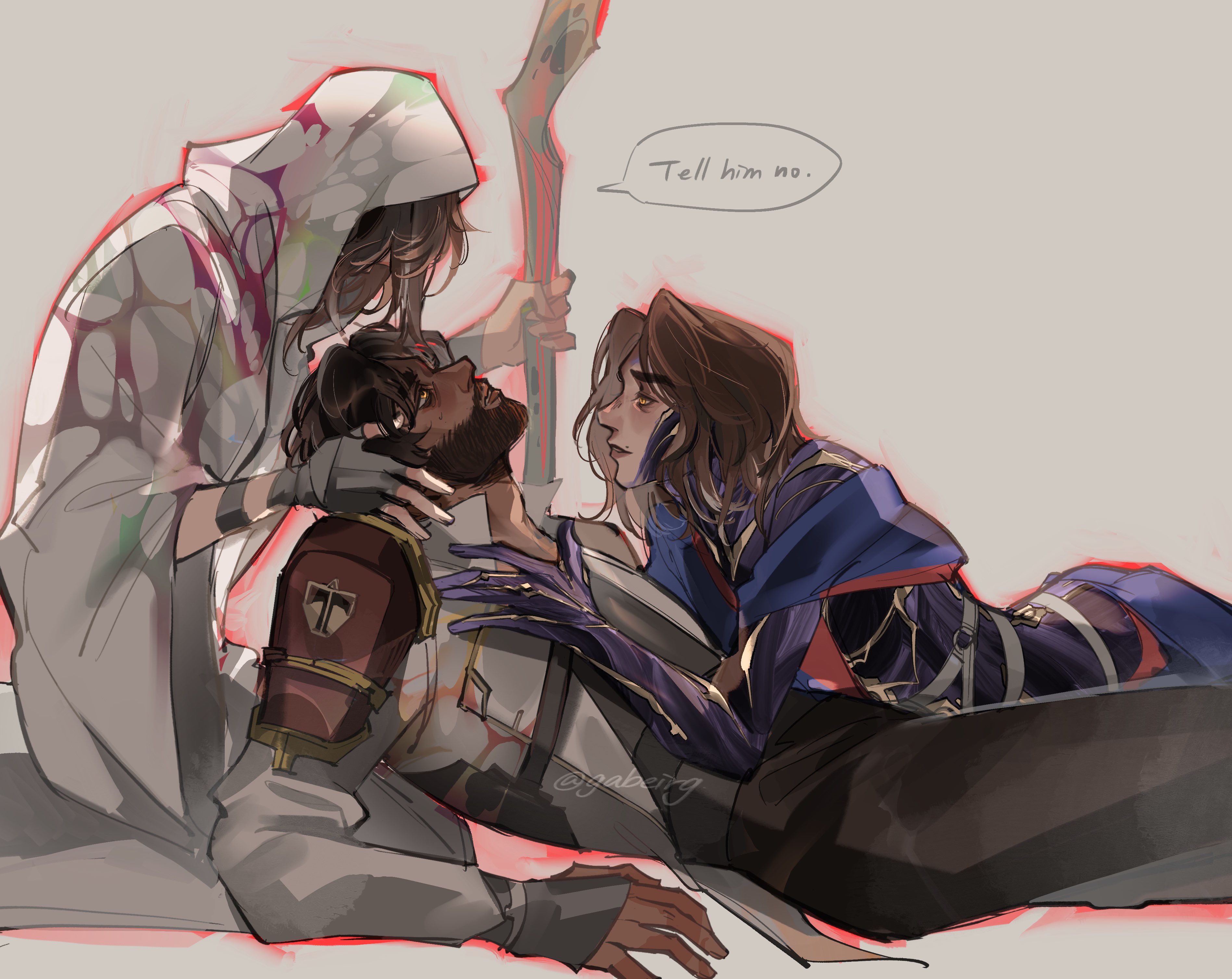 arcane, arcane jayce, arcane viktor, brown hair, chest rubbing, gabeirg, jayce talis, light skin, pinning, temptation, text, viktor (league of legends)