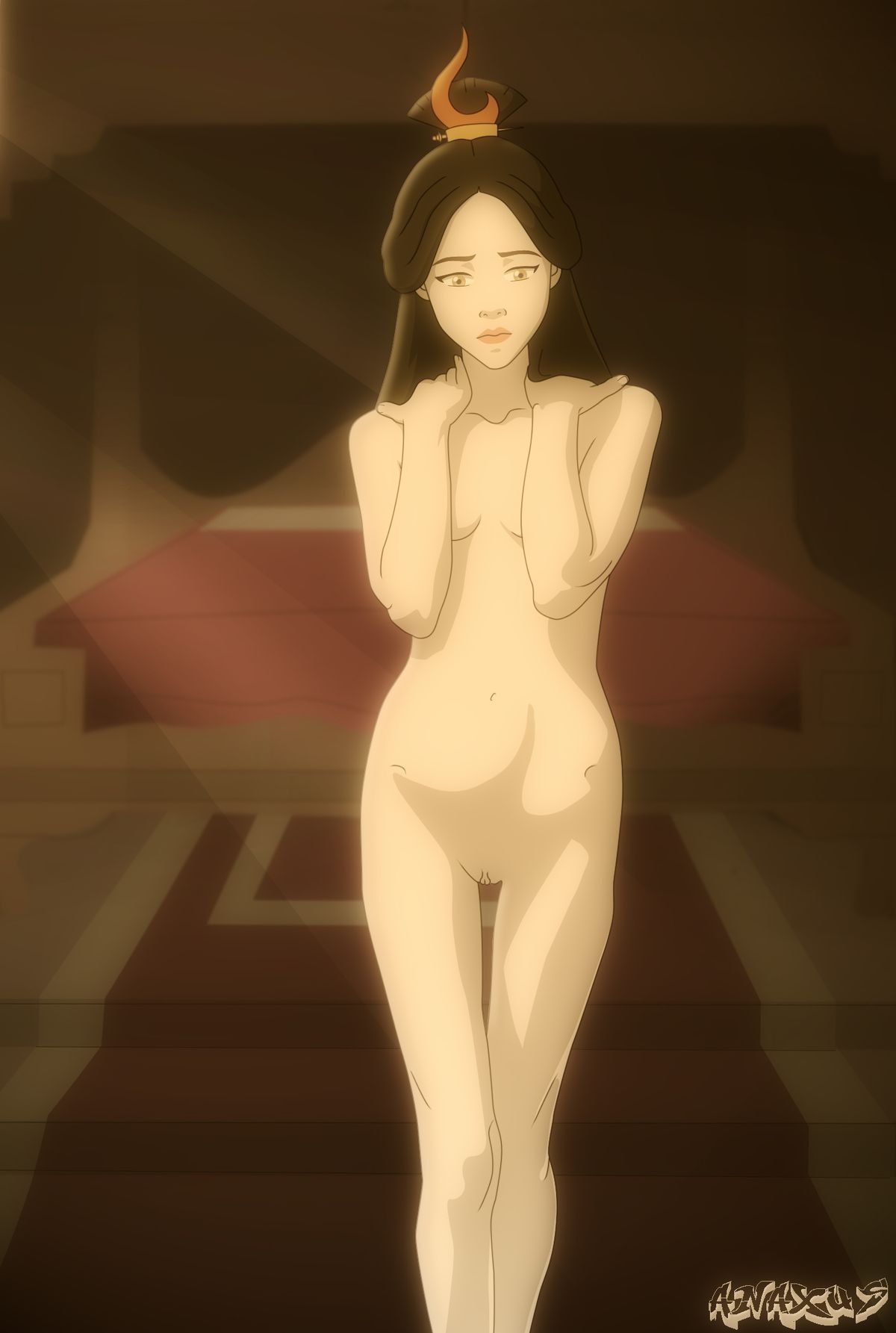 anaxus, avatar the last airbender, breasts, covering breasts, female, fire nation, nickelodeon, pussy, small breasts, tagme, ursa (avatar)