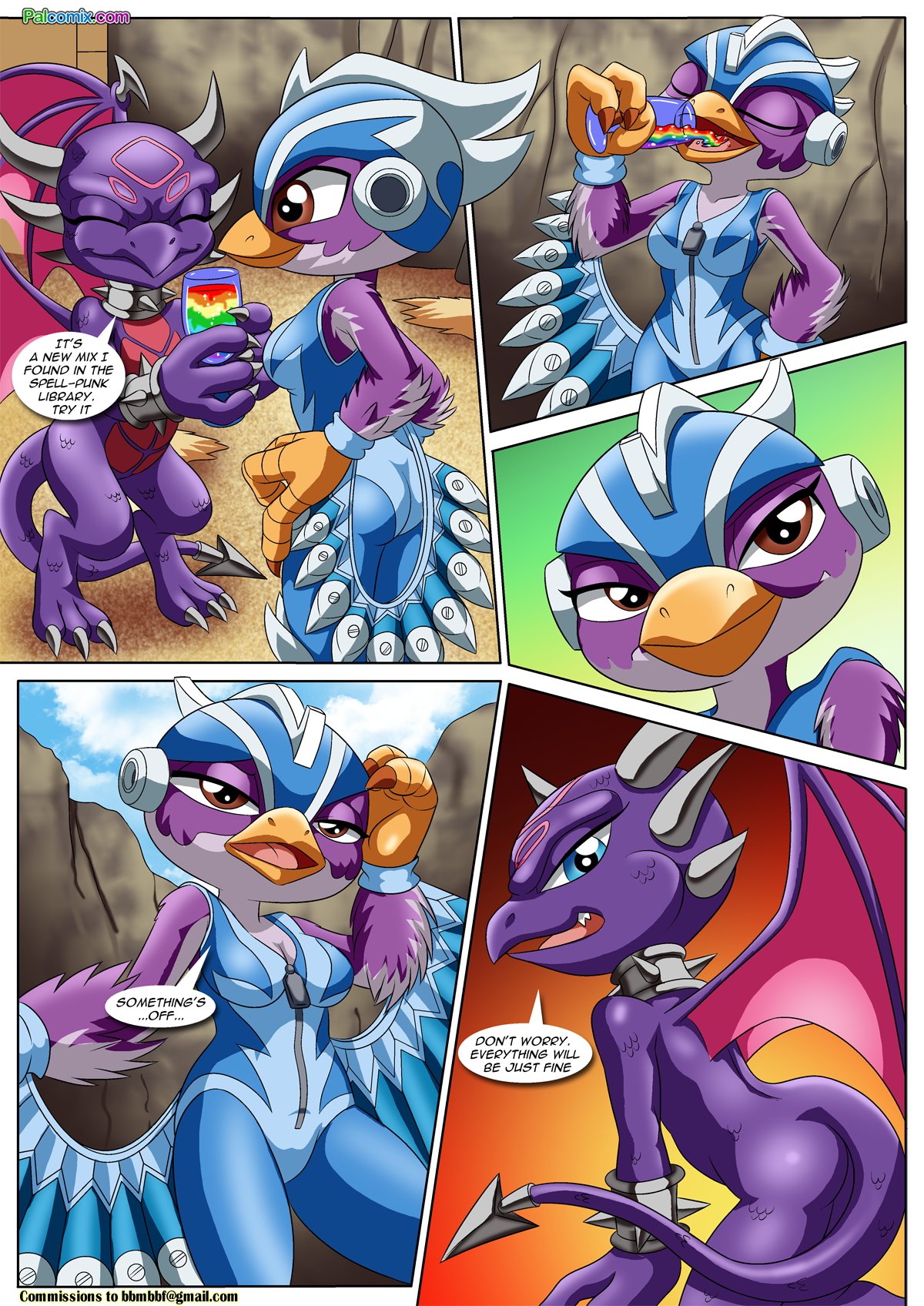 2016 ^_^ armor ass avian bbmbbf bird breasts bukkake cliff closed_eyes clothing cloud colored_cum comic cum cum_in_a_cup cynder dragon drinking female fur34 half-closed_eyes helmet kunai leotard palcomix rainbow_cum sky skylanders skylanders:_superchargers smile spyro_the_dragon stormblade text tired unusual_cum video_games weapon wingsuit zipper