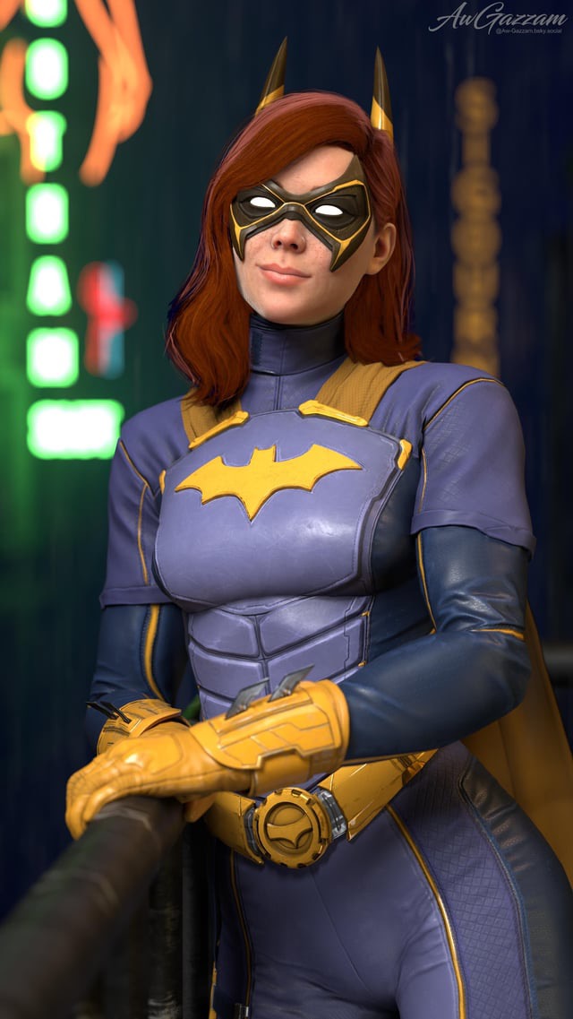 3d aw-gazzam batgirl batgirl_(gotham_knights) batman_(series) blender dc dc_comics female freckles red_hair superhero superheroine