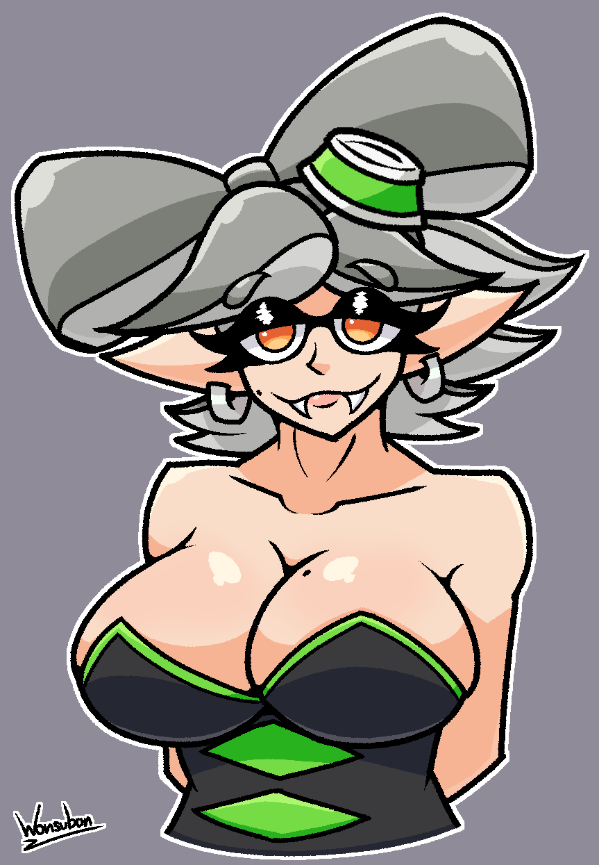 breasts female female_only looking_at_viewer marie_(splatoon) nintendo pointy_chin pointy_ears solo splatoon splatoon_(series) wonsubon