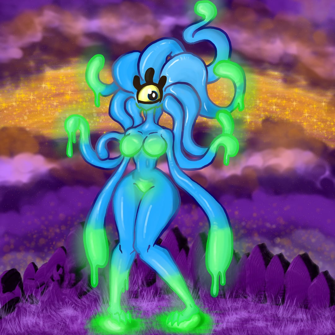 1girls 1monster anthro big_blue_bubble blue_body blue_eyes blue_tentacles breasts clawed_feet cloud clouds cyclops detailed_background dripping eyelashes featureless_breasts featureless_crotch female female_only glitter gloptic glowing glowing_breasts glowing_hair glowing_tentacles gradient_body hourglass_figure long_arms long_hair looking_at_viewer monster monster_girl mouthless my_singing_monsters no_humans no_nipples no_pussy non-human non-human_only nude nude_female one_eye slime slime_drip slime_girl solo solo_female tentacle tentacle_arms tentacle_hair tentacles yellow_scales