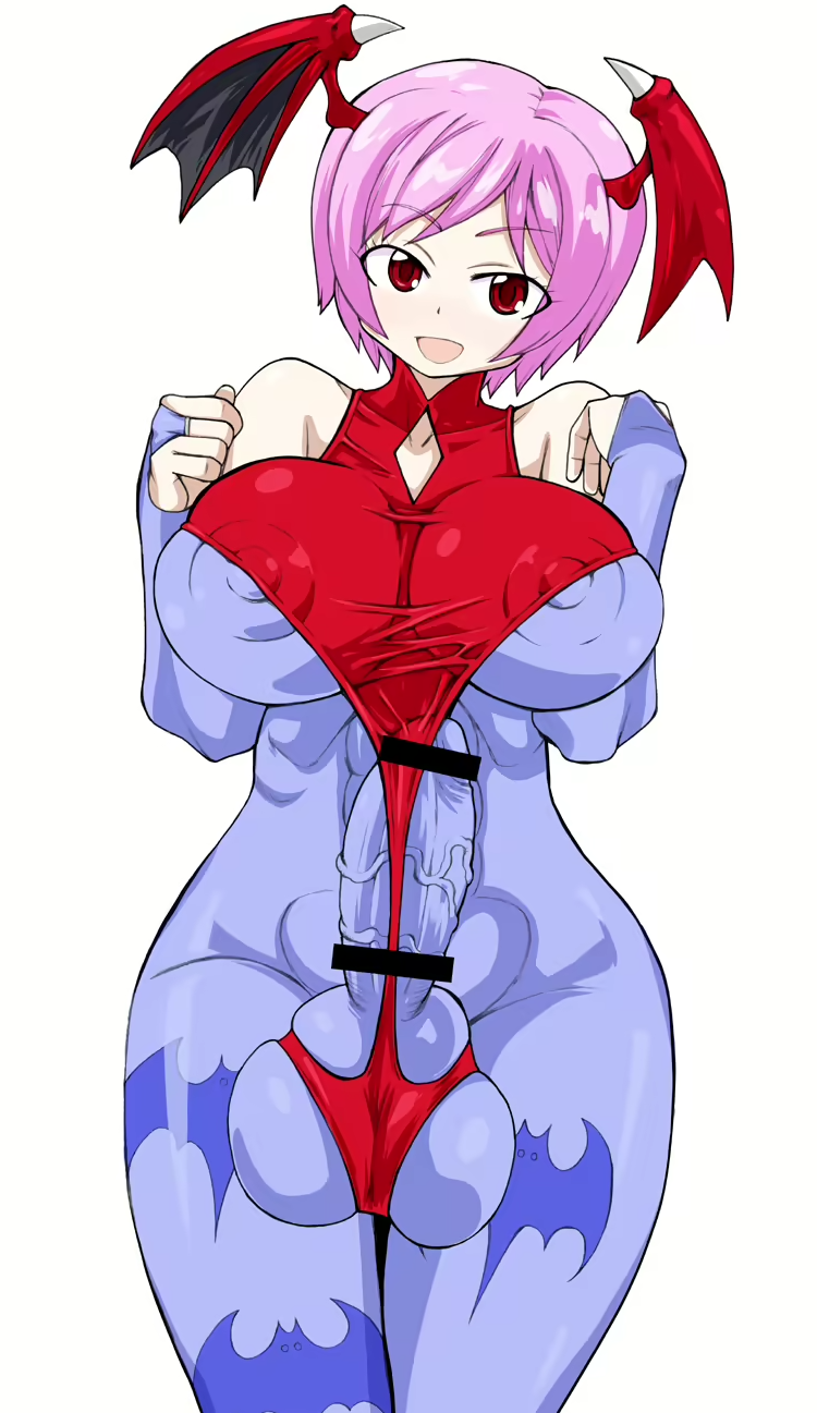 1futa 2d absurd_res absurdres ball_squish balls big_balls big_breasts big_penis breasts clothed clothing darkstalkers erection female flat_chest flat_chested futa_only futanari huge_cock humanoid humanoid_penis kuguri_oimo light-skinned_female light-skinned_futanari light_skin lilith_aensland mostly_clothed penis penis_under_clothes pink_hair solo solo_female succubus testicles_under_clothes thighs wings_on_head