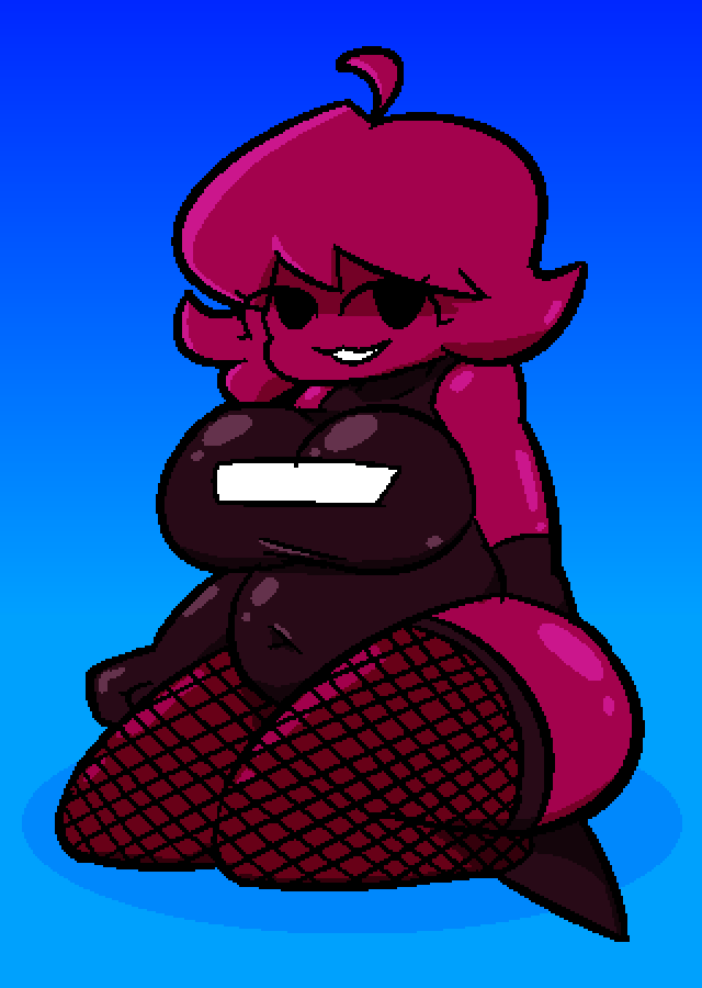 chubby chubby_female female fishnet_stockings fishnets friday_night_funkin friday_night_funkin_(minus_mod) friday_night_funkin_mod minus_gf_(iagoanims) red_hair red_skin tagme thick_female