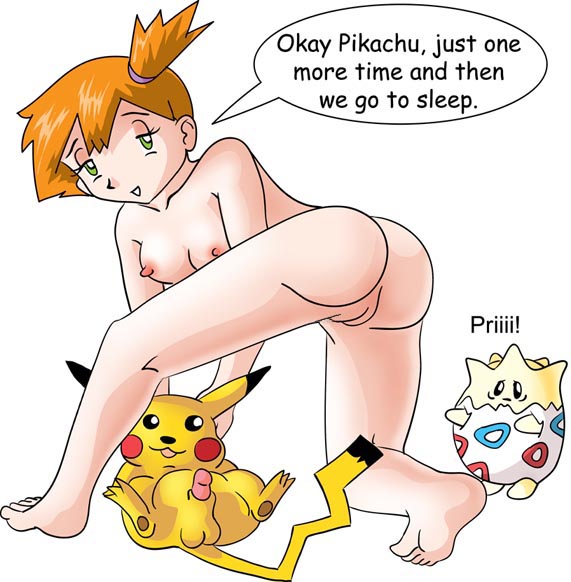 1girls cosplay_pikachu english_text female henry human kasumi_(pokemon) male nintendo penis pikachu pokemon pokemon_(species) pokephilia text togepi zoophilia