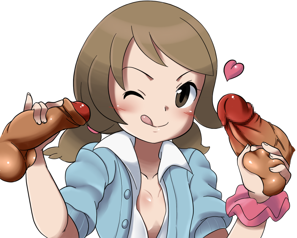 1girls 2boys blush bracelet breasts brown_eyes brown_hair caressing_testicles censored cleavage closed_mouth clothed disembodied_penis double_handjob erection eyelashes female foreskin hair_tie handjob heart human lass_(pokemon) lass_(pokemon_oras) licking_lips looking_at_viewer male mosaic_censoring nintendo npc_trainer one_eye_closed penis pinky_out pointless_censoring pokemon pokemon_oras refuto scrunchie shiny shiny_skin short_hair smile solo_focus straight testicles tied_hair tongue tongue_out twintails unseen_male_face upper_body veins veiny_penis white_background wink